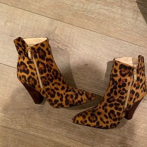 Leopard pointy toe booties